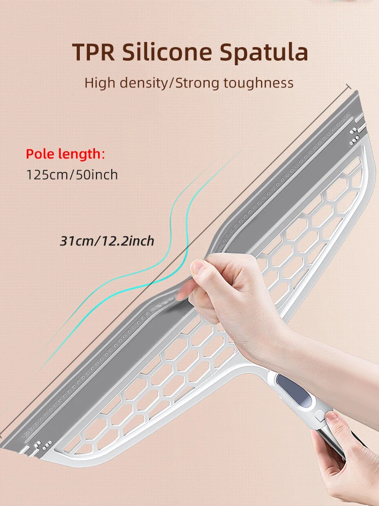 Household Cleaning Tools, Silicone Broom, Lengthen Floor Cleaning, Squeegee, Pet Hair, Dust Brooms, Bathroom Wiper