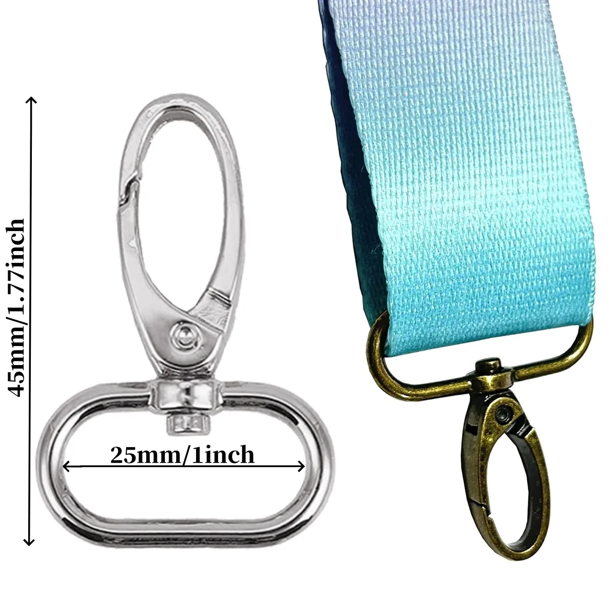 3/6/15/25Pcs Oval Ring Lobster Claw Clasps Push Gate Trigger 1 Inch Swivel Snap Hooks for Leather Craft Straps Lanyard Ribbons