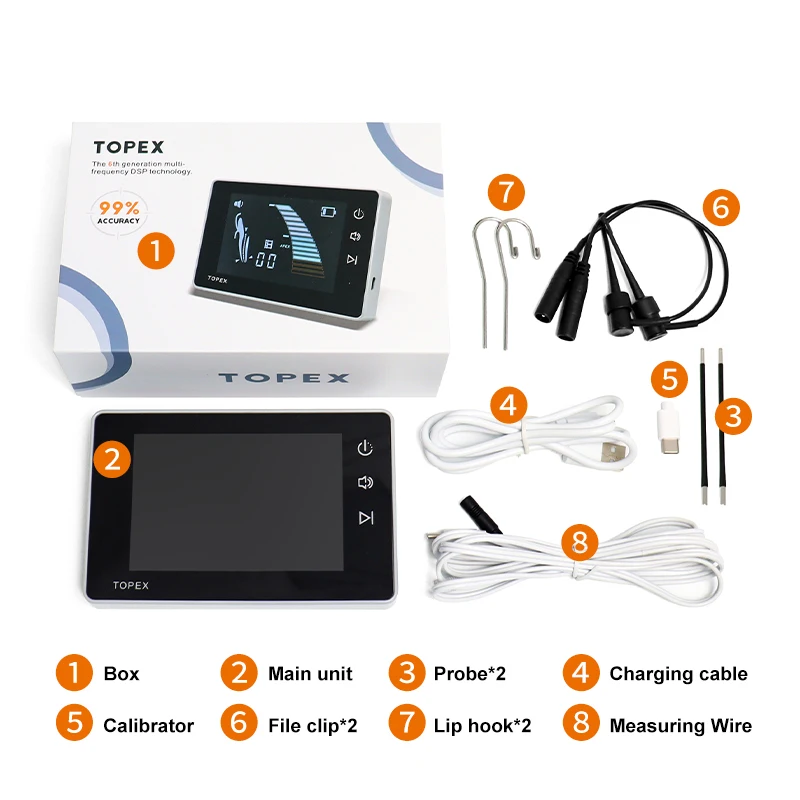 Dental Endo Apex Locator Wortelkanaalzoeker met LED Smart Touch Screen Oplaadbaar endodontisch meetinstrument voor tandartslaboratorium