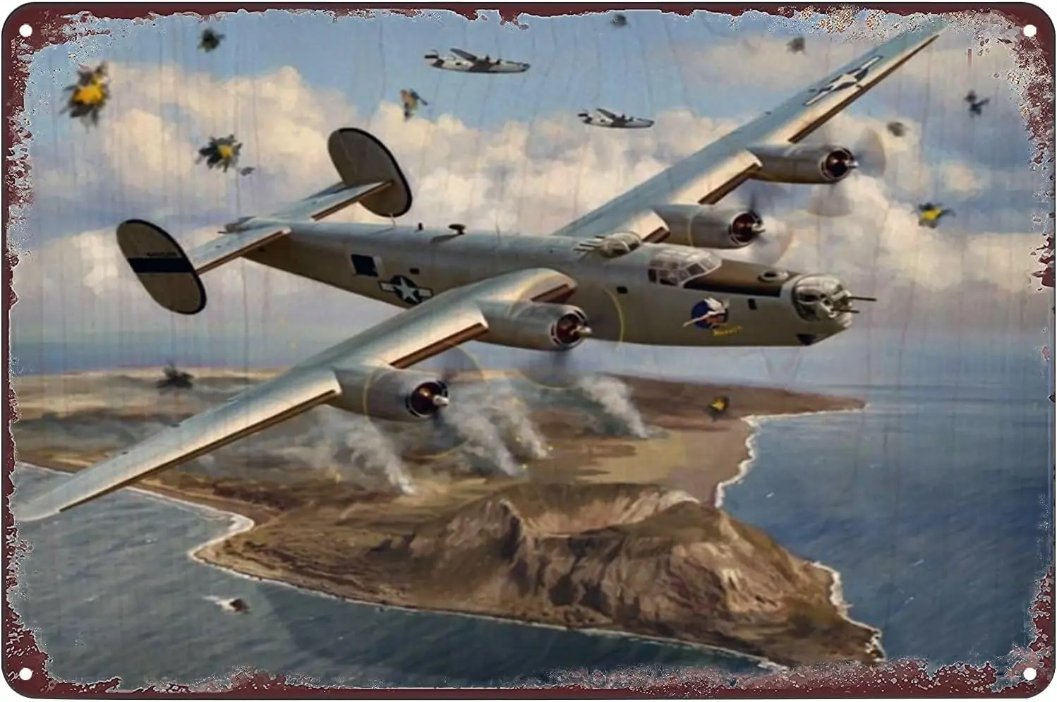 B-24 Liberator Bomber Metal Poster Airplane Aircraft Vintage Tin Sign Wall Art Decor Plaque for Home Bar Club Room Garage F sign