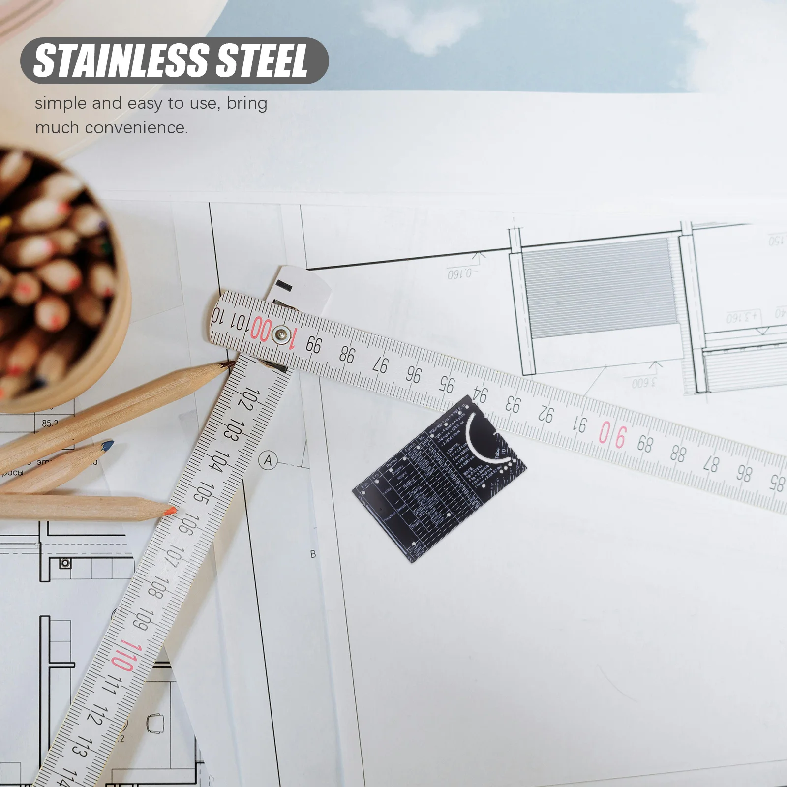 Pocket Engineering Scale Metal Metric Ruler Tool Civil Engineers Precision Measurement Compact Protractor Compass Rule Small