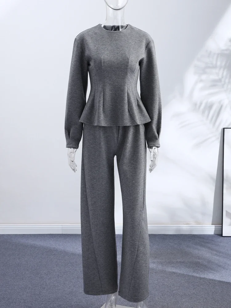 Frauen 2-teilige Anzüge Gedruckt Pullover Pullover Hosen Sets Straße Weibliche Rollkragen Langarm Tops Hohe Taille Hosen Neue Outfit – Detail 4