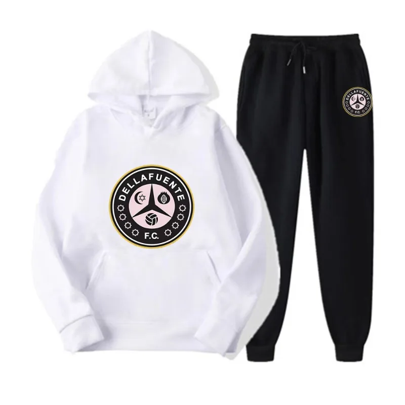 Dellafuente - Men's hooded sweatshirt, sports pants set with FC logo, casual, autumn/winter