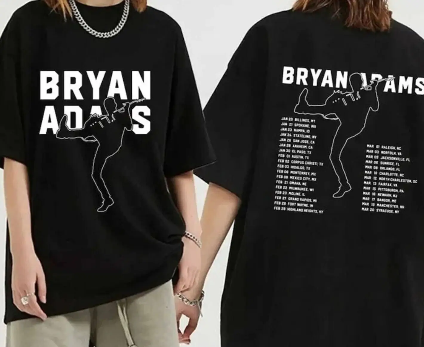 Bryan Adams Tour 2024 Shirt,Bryan Adams Tour 2024 tshirt, 2 Sided T Shirt