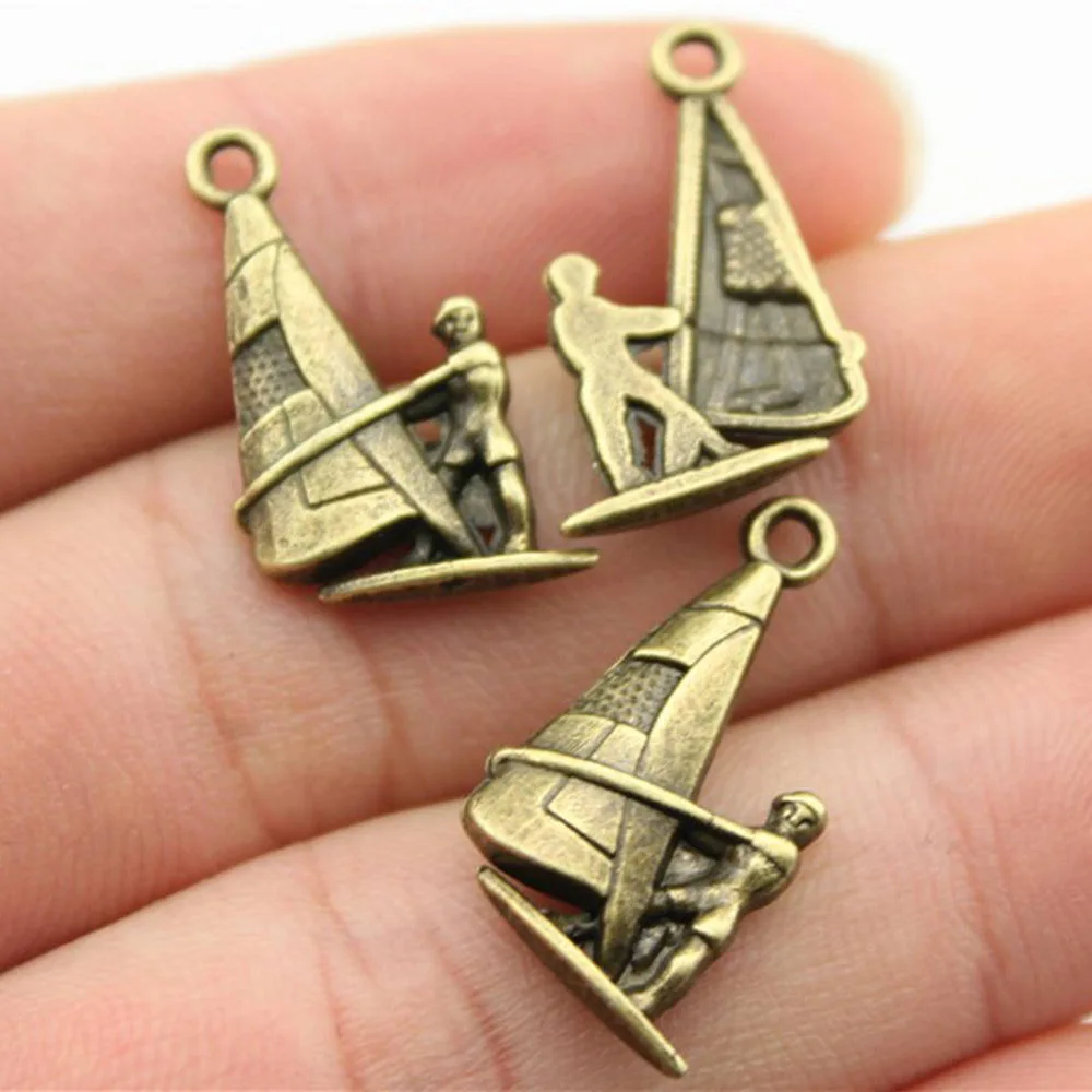 WYSIWYG 10pcs 22x14mm Antique Bronze Color Yachtsman Charms Pendant For DIY Jewelry Making Handmade Jewelry Craft Findings