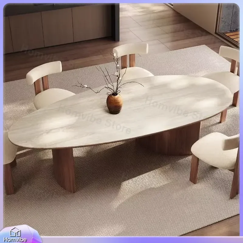 Modern Dining Table Set for 6 People Custom Size Optional Colors Home Kitchen Living Room Furniture Solid Wood MDF Extendable