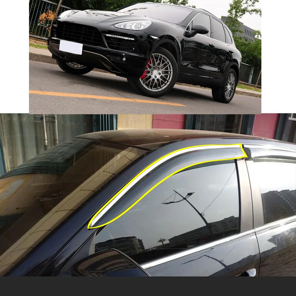 

Car Sticker Plastic Window Glass Wind Visor Rain/Sun Guard Vent For PORSCHE Cayenne 2011 2012 2013 2014 2015 2016 2017 2018