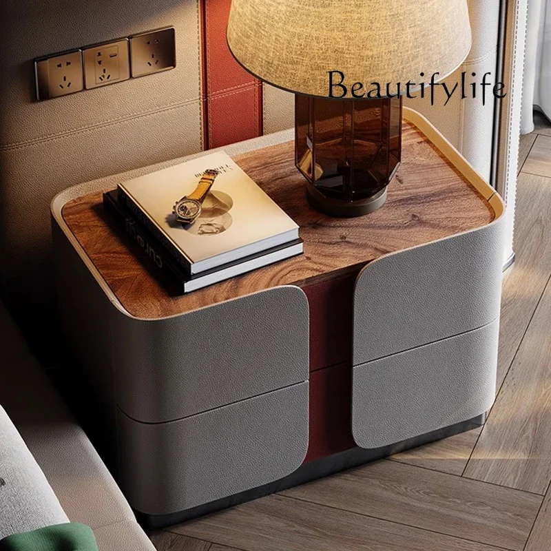 

BJ Italian Light Luxury Bedside Table, High-end Villa Master Bedroom Natural Luxury Stone Bedside Table