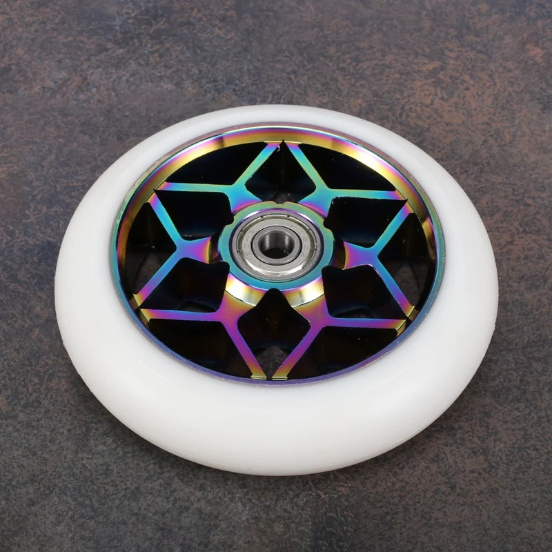 2 Pcs Scooter Accessories 110Mm Scooter Wheels Colorful Pu Wheels Thick Stunt Car Wheels With Bearings