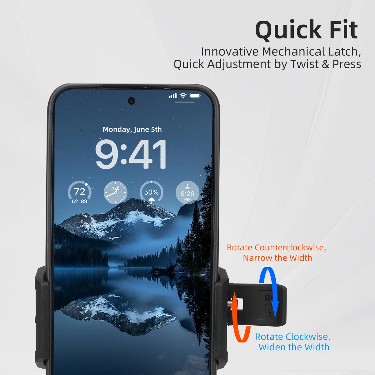 Universal Mirror Secure Phone Mount Anti-Slip Shockproof for MTB E-Bike Stand Outdoor Riding GPS Navigation Fast Install Holder