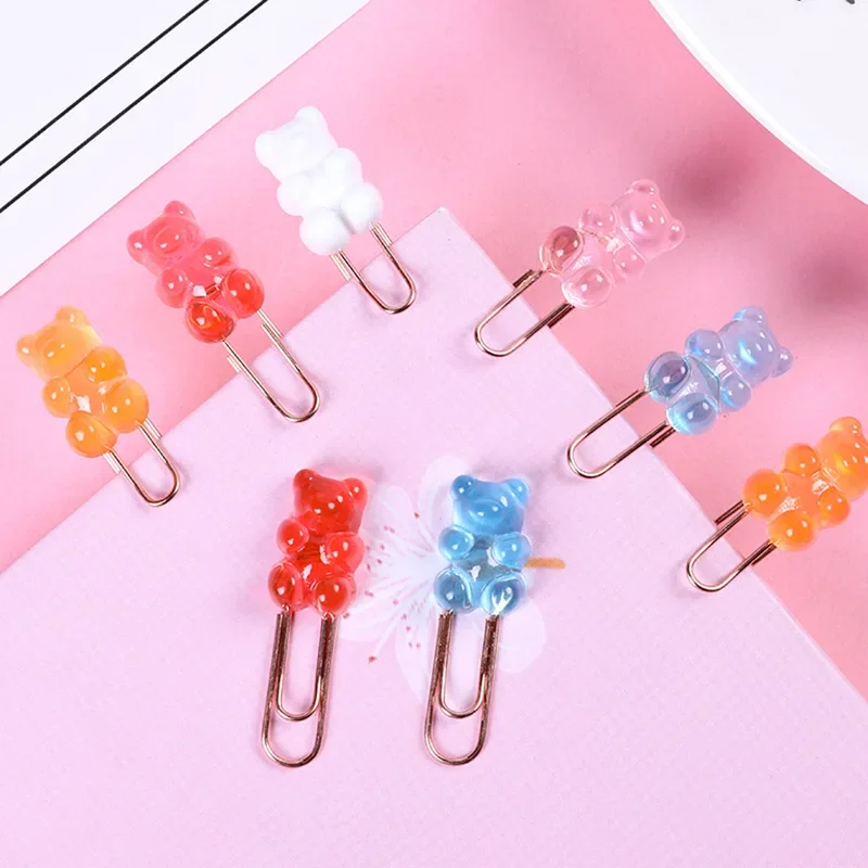 6Pcs Crystal Bookmark Paper Clips Cute Cartoon Animal Book Marker Kawaii Bookmark Pages Paper Clip Kids Gifts School Stationery