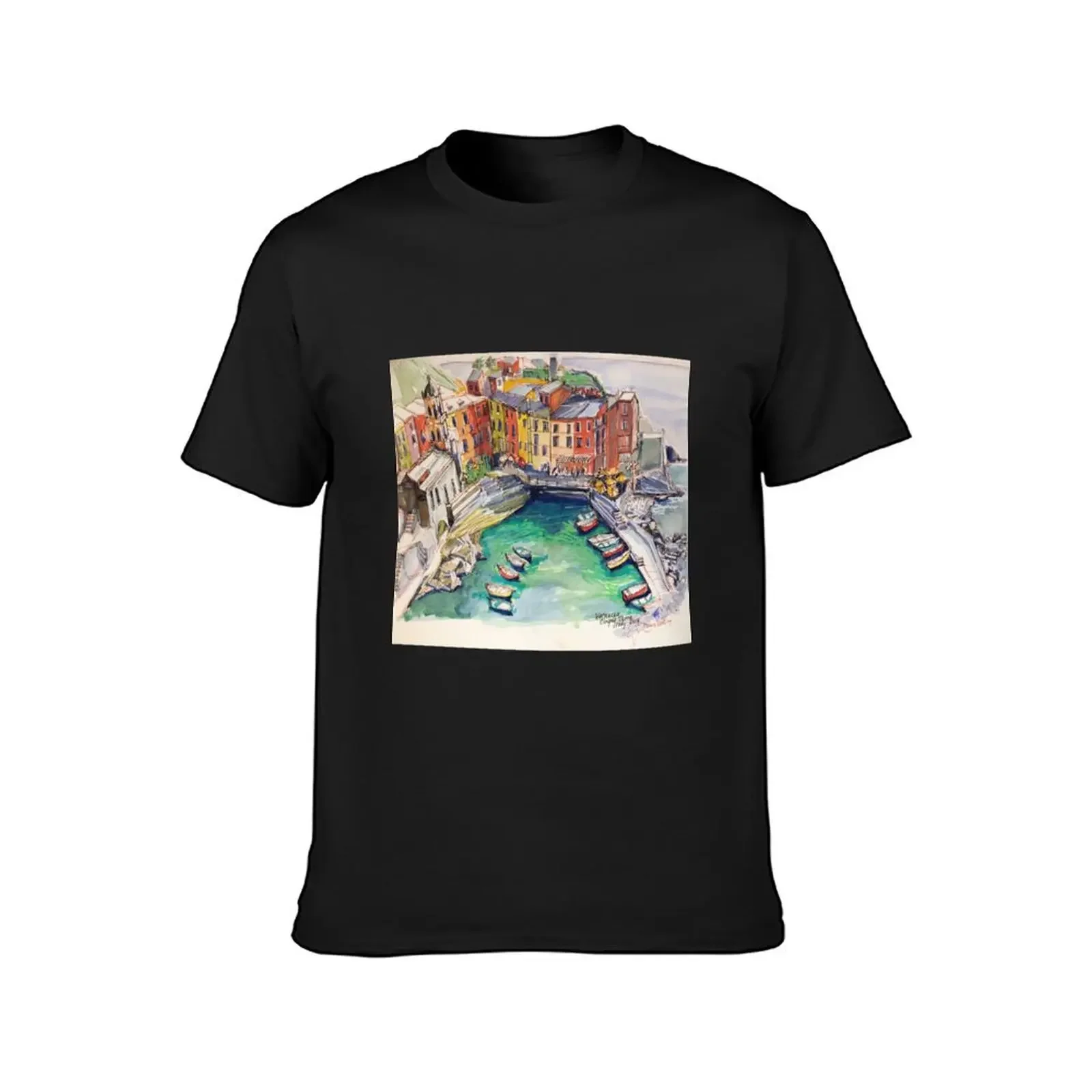 ‘Vernazza. Cinque Terre Italy’ p&w T-Shirt shirts graphic tee korean fashion mens t shirt graphic