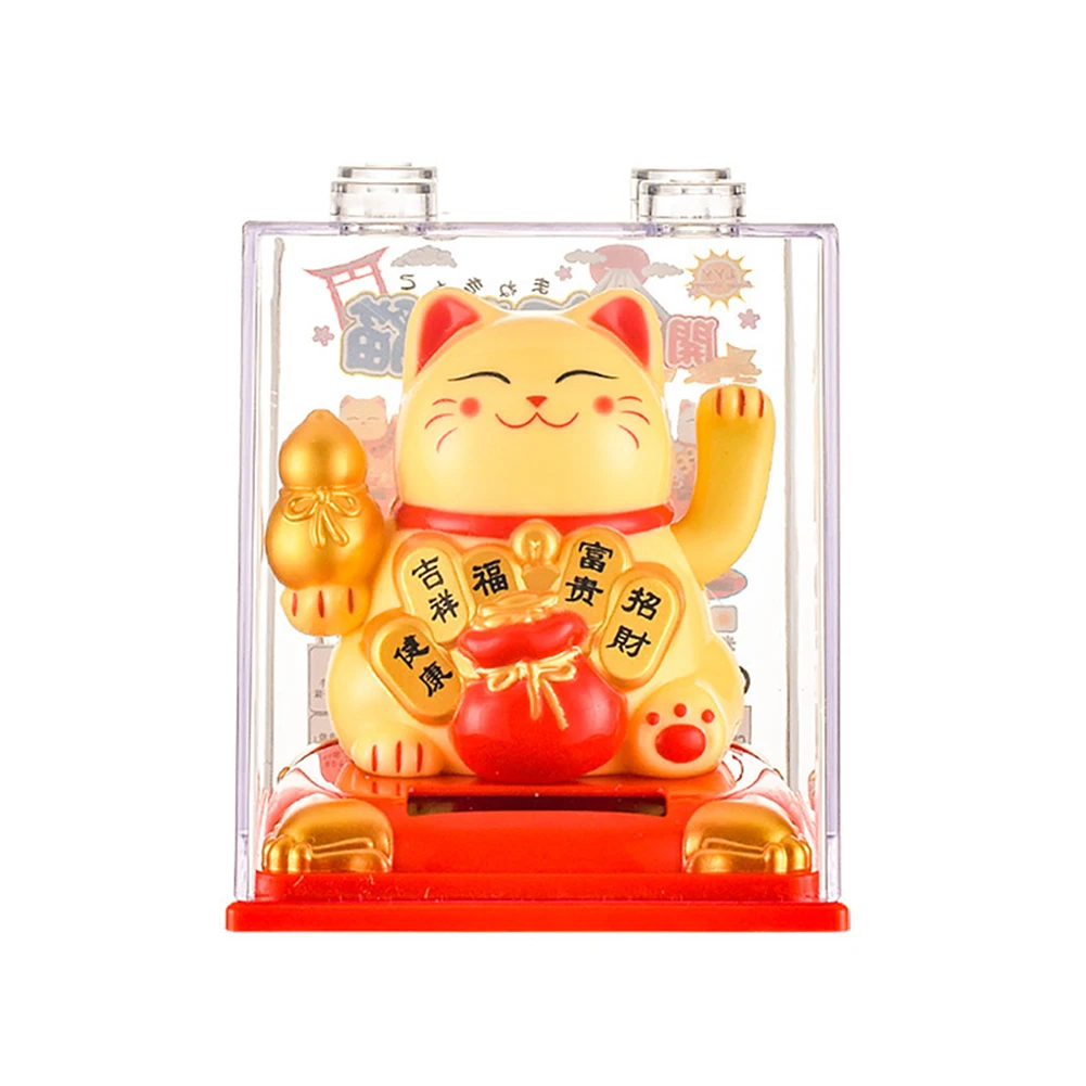 

Fortunate Cat Lucky Cat Wave Hands 3.15 Inches Bonsai Decoration Solar Waving Beckoning Cat Brand New High Quality