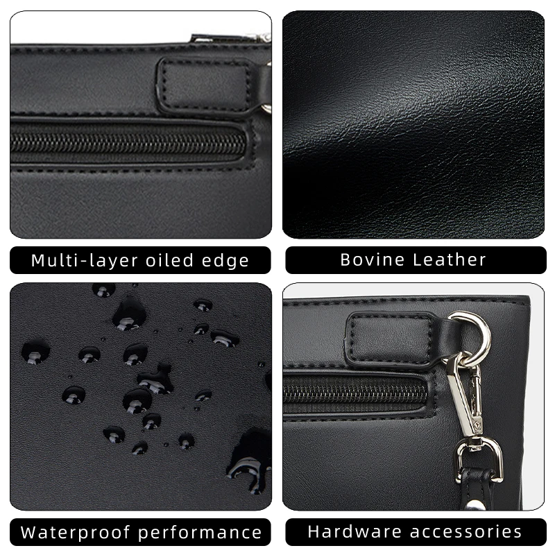 Car Logo Business Briefcase Leather Men Phone Key Storage Bag For Mercedes Benz A B C E S Class W201 W210 W108 W205 W203 C180