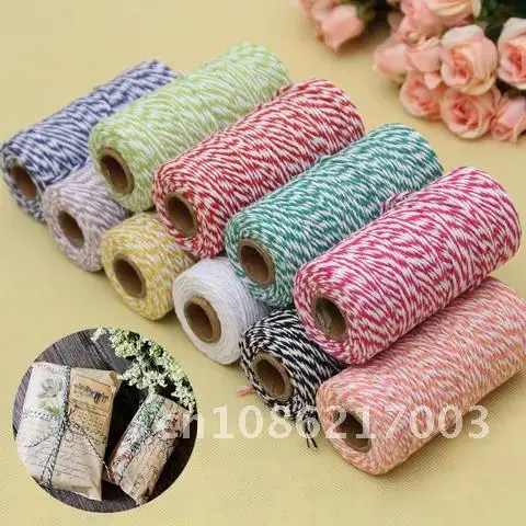 

Twine Rope Cotton Baker Double Color DIY Twisted Cords Gift Packaging Accessories Packing Decoration Wedding Party Packaging