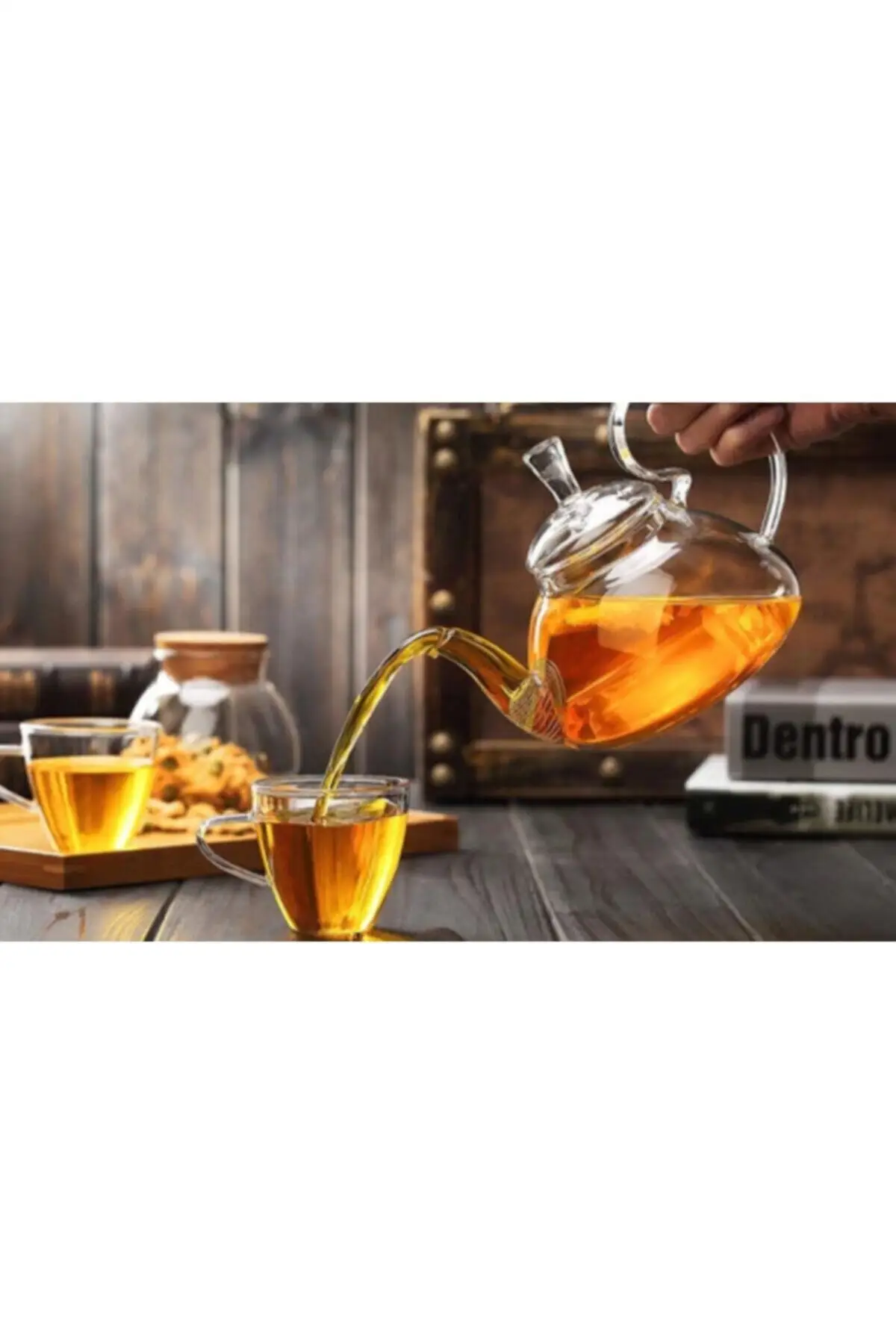 Borosilicate Glass Teapot And Glass Heater Kit Lilies Does Not Fall With Lid 800ml