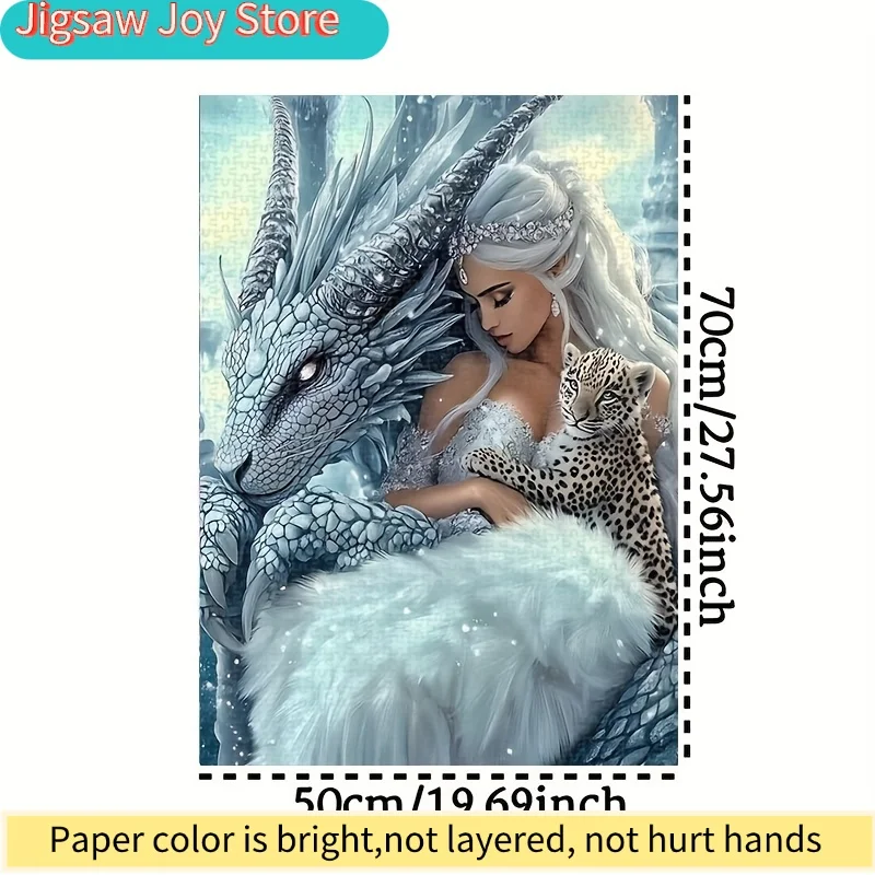 Adult Puzzle Featuring a Beautiful Ice Dragon, Perfect for Home Decoration And Family Fun. Measuring 50X50Cm (19.7X19.7 Inche