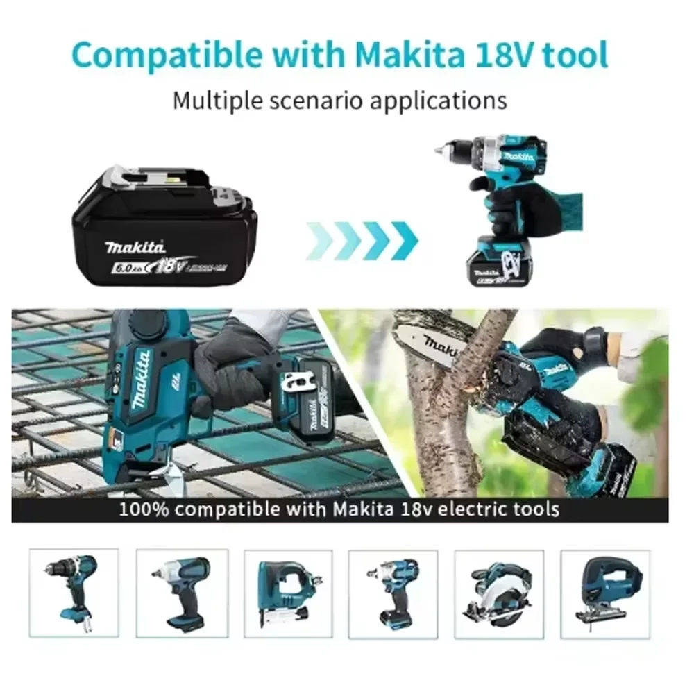 Wear Resistant Original Makita BL18 Series 18V 6.0Ah Battery Fast Charging Long Working Time Power Tool Lithium Battery