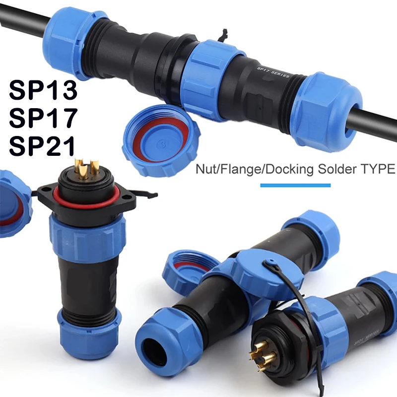 

SP13 SP16 SP17 SP20 SP21 2PIN-12PIN Panel Mount Waterproof Aviation Connectors Plug Socket IP68, Electrical Cable Wire Connector