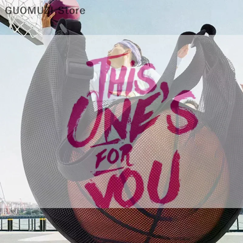 

1PCS Single Ball Bag With Zipper Pocket Mesh Ball Storage Bag Sport Equipment Drawstring Sling Storage Net Carrying Basketball