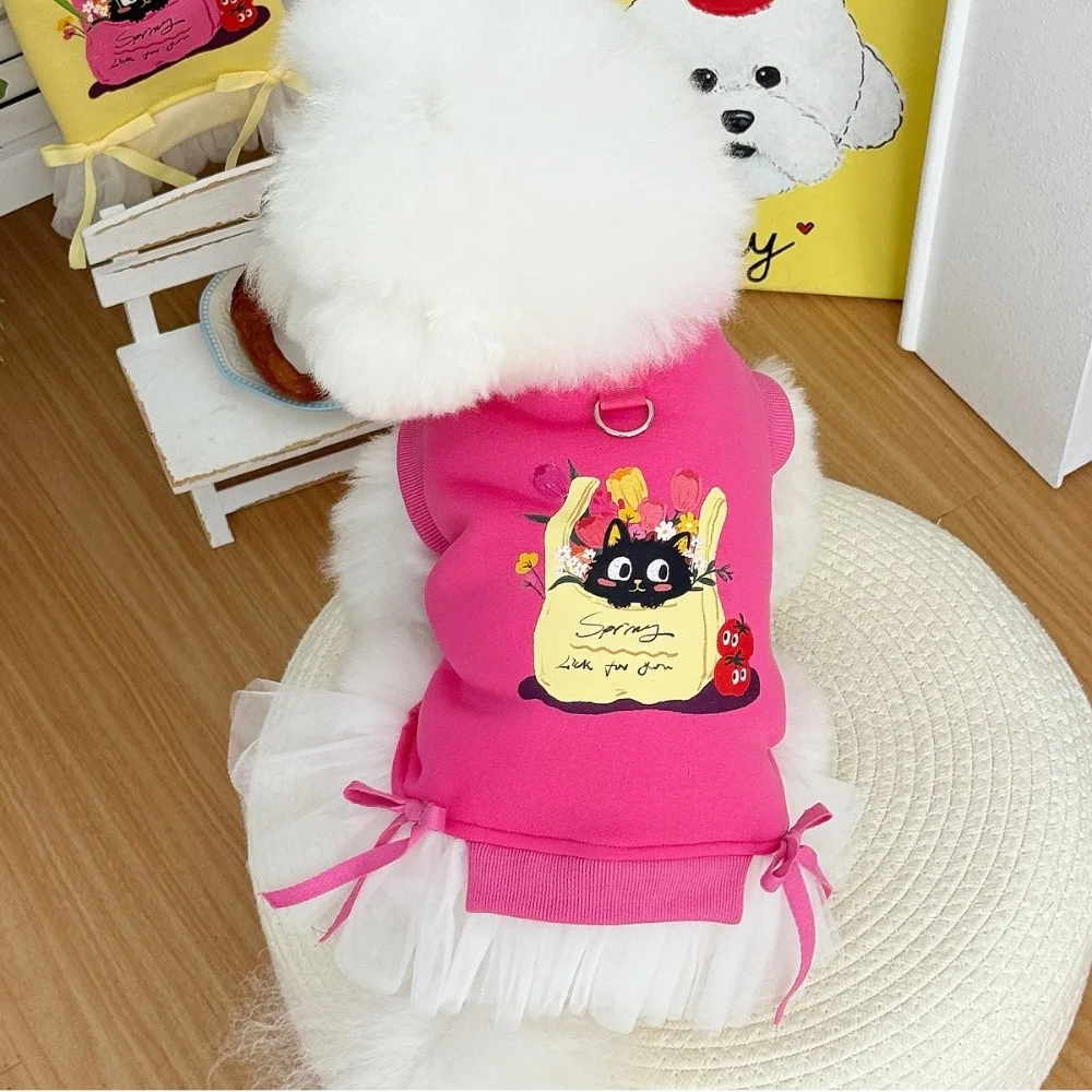 

Pet Hoodie Dopamine Dog Pullover Hoodie Cartoon Print Warm Thick Cat Sweatshirt Soft Round Neck Dog Clothing Autumn Winter