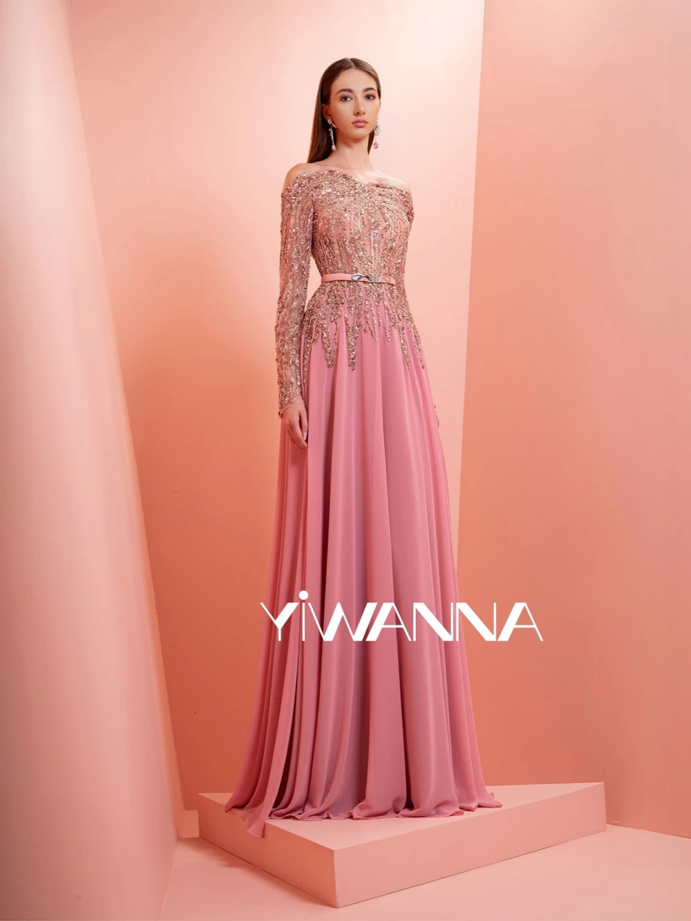 

2026 New Chiffon Beaded A-line Long Evening Dress Off Shoulder Mother Of The Bride Dresses For Wedding Customzied Party Gown