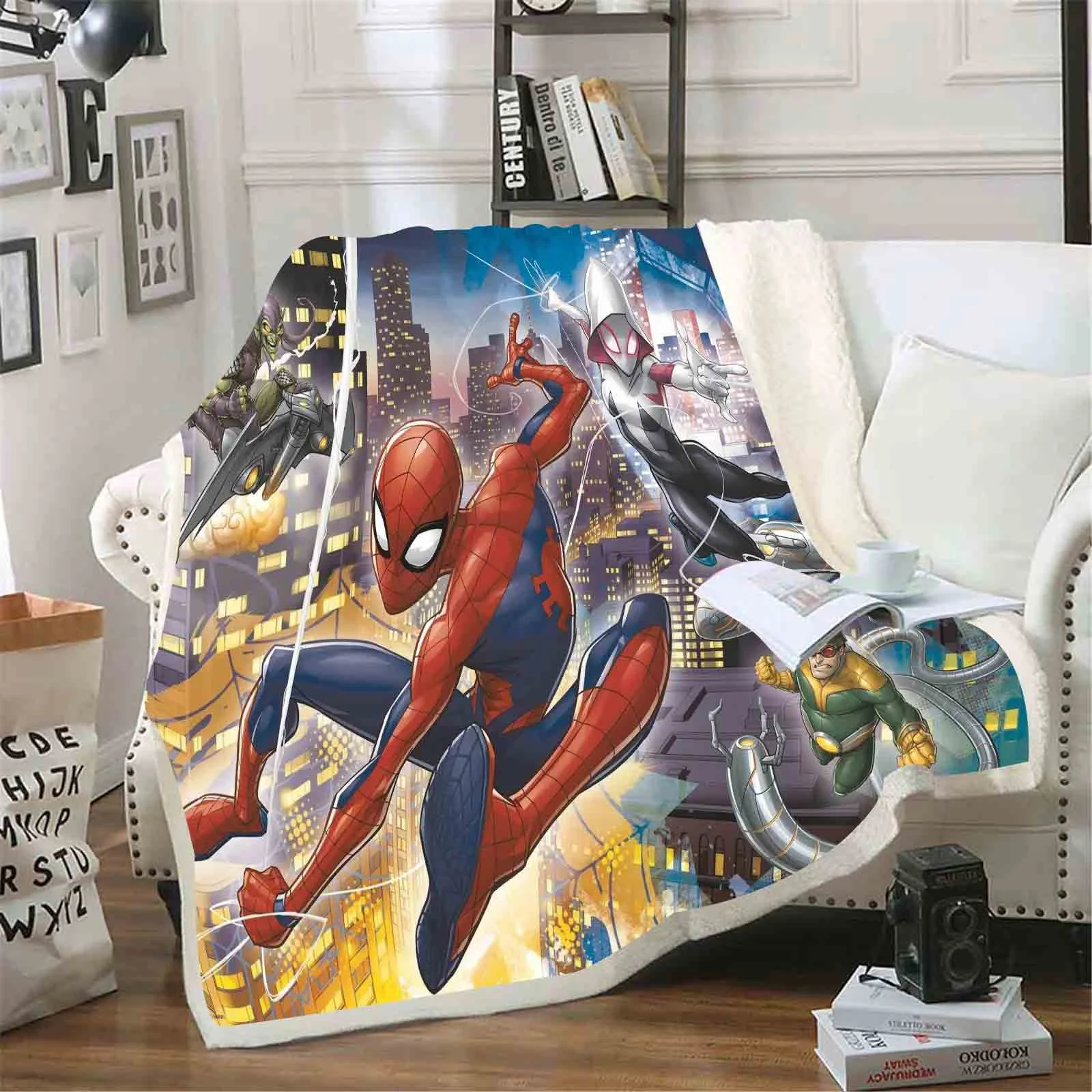 Spider-Man Weighted Fluffy  Cartoon Blankets Boy'S Dream King Size Grade A Printed Luxury For Winter And Throws Children