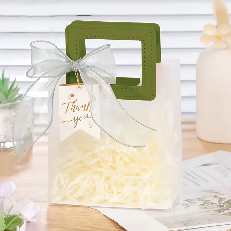 20 قطعة من أكياس الهدايا البلاستيكية الشفافة الأنيقة مع ملصقات شكر - قابلة لإعادة الاستخدام لحفلات الزفاف وحفلات أعياد الميلاد وديكورات المناسبات الرسمية