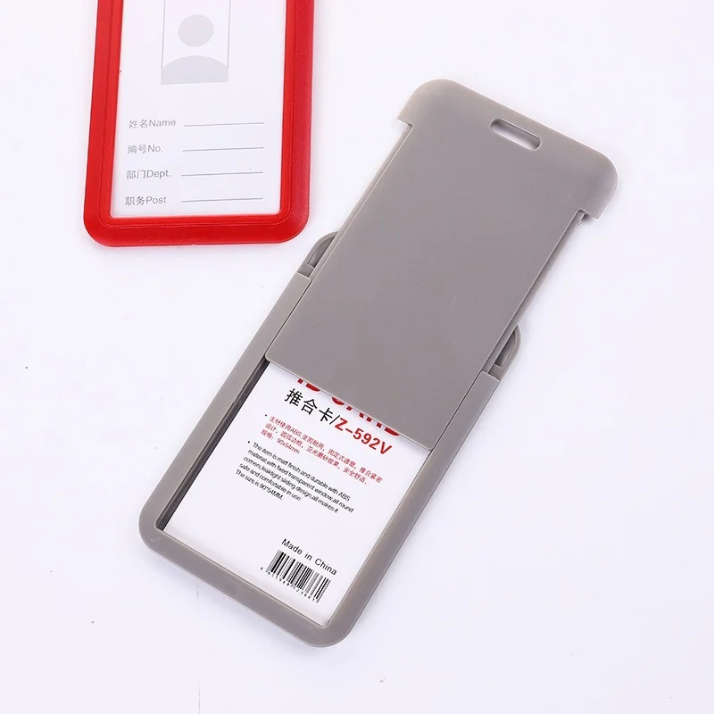 Push Pull Type Identification Badge Holder Employees Staff Credentials Card Cover Business Pass ID Name Card Protector Case