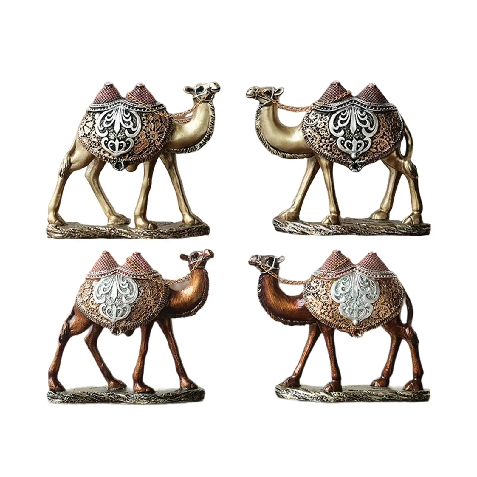 

2x Camel Statue Desktop Ornament Funny Collectible Holiday Decor Luxury Resin