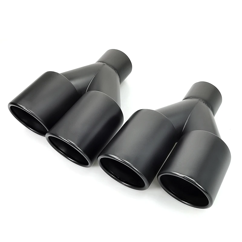 

Factory Export Dual Exhaust Tip Double Wall Rolled Edge Stainless Steel Black Powder Coated Weld-on Muffler Tail Pipe