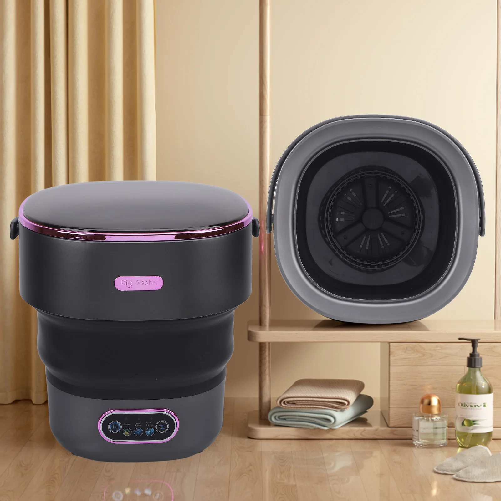 13 L Foldle Clothing Washer with Drain Hose Full Automatic Mini Laundry hine for Apartment Dormitory Hotel Por Washer