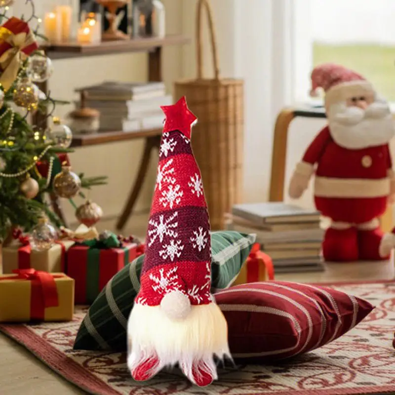 Light Up Gnomes Battery Operated Gnome Table Ornaments Holiday Toy With Snowflake Knitted Hat For Home Table Decor