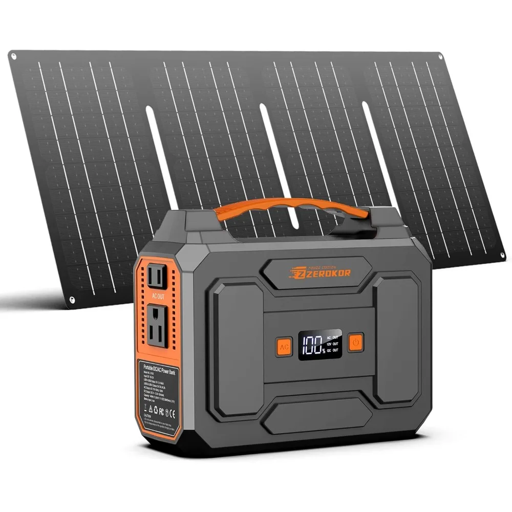 مولد طاقة شمسية محمول مع لوحة شمسية قابلة للطي بقدرة 40 وات ومخرج طاقة شمسية 100 وات للتخييم واحتياجات الطاقة الخارجية