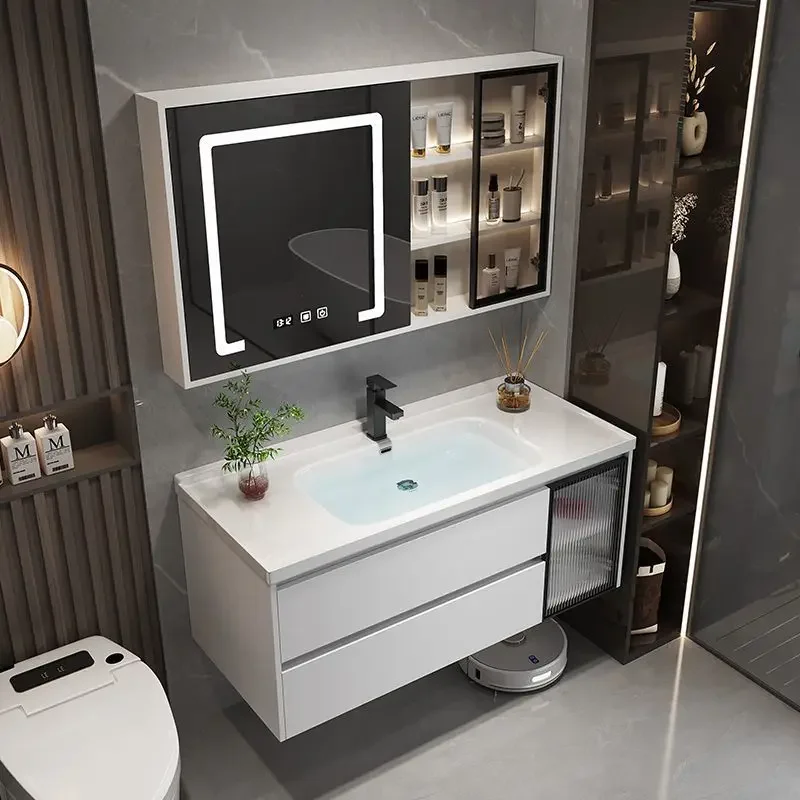 Lavabo Lavabo WC Lavabo Armadietto Lavabo Integrato in Ceramica Mobile da Bagno Combinazione Moderna Luce Lusso Sma