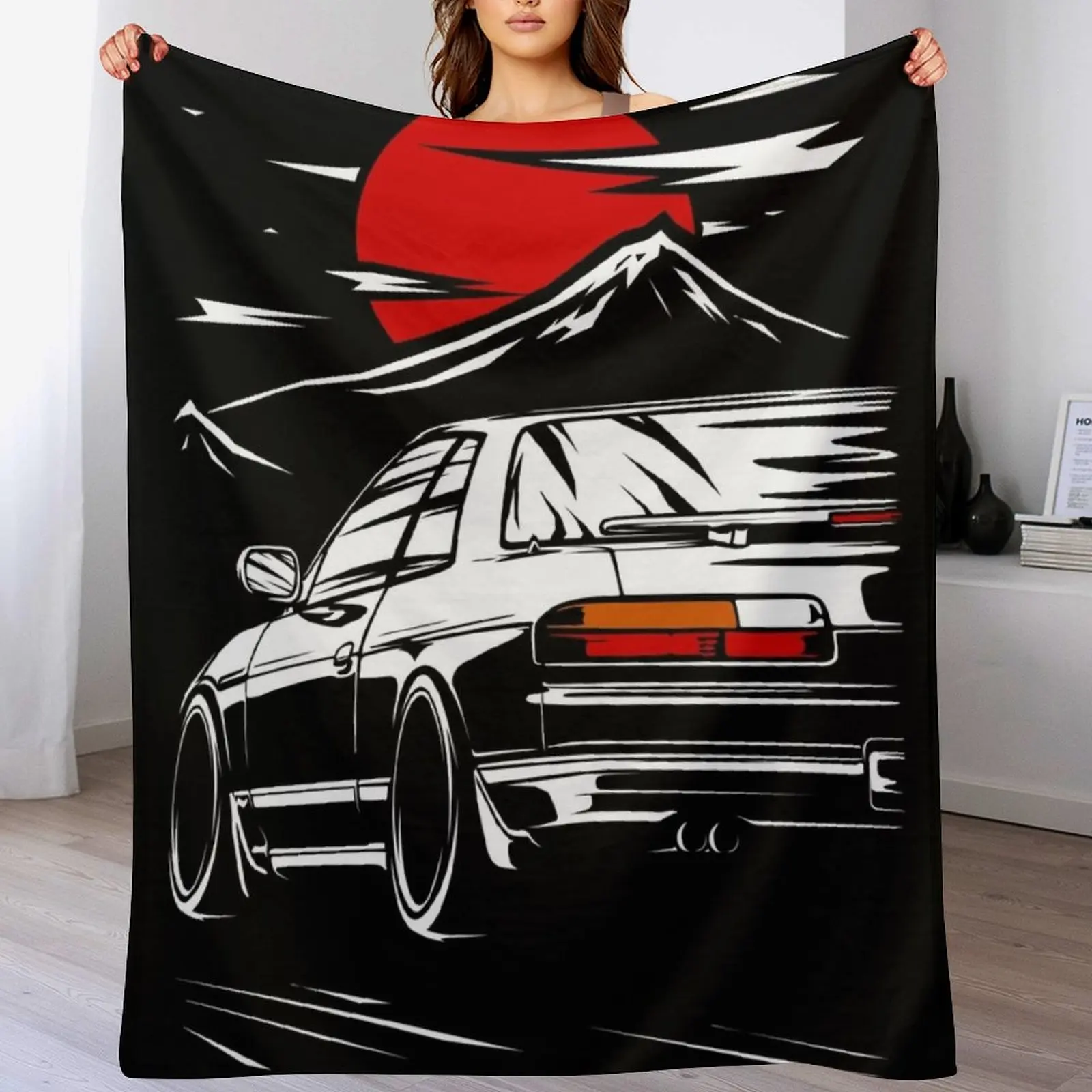 Nissan Silvia ps13 Coupe Throw Blanket Decoratives Soft Plaid Blankets