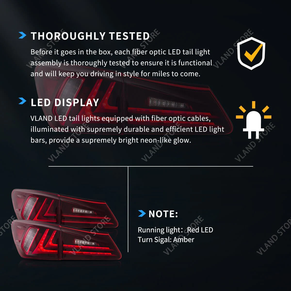 Vland 06-13 IS250 IS350 2. Generation (XE20) LED-Rückleuchten mit gelbem Blinker – Stilvolles Upgrade für verbesserte Sichtbarkeit – Detail 7