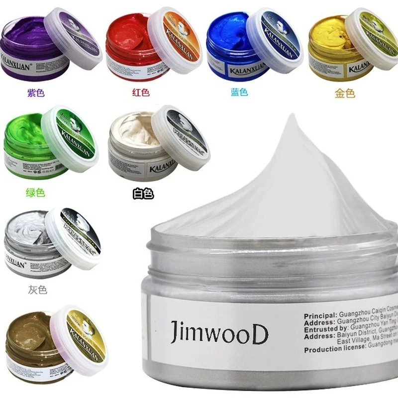 Tinte de cera para el cabello, 9 colores, pasta de moldeo temporal, 8 colores, azul, Burdeos, abuela, gris, verde, pomada de peinado de barro