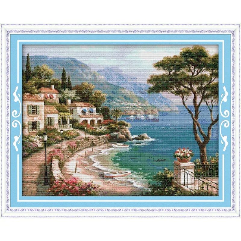 

Joy Sunday New Stamped Cross Stitch Ki,11CT/14CT/16CTDIY Easy Pattern Aida Fabric Embroidery Set-Harbor of Love