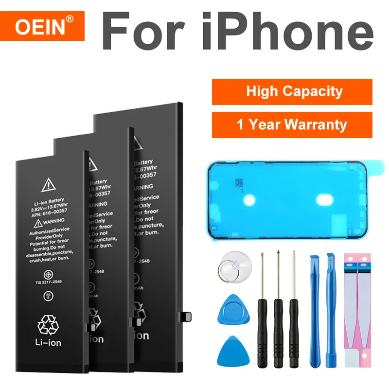 High Capacity Battery For iPhone 5S SE 5 6 6S 7 8 11 Plus X XR XS XSMAX Phone Replacement Batteries Warranty Free Tools