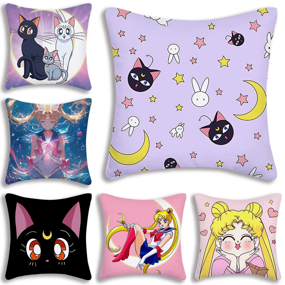 Cute For ailors M-Moon Pillow Covers Cartoon Sofa Decorative Home Double-sided Printing Short Plush Cute Cushion Cover