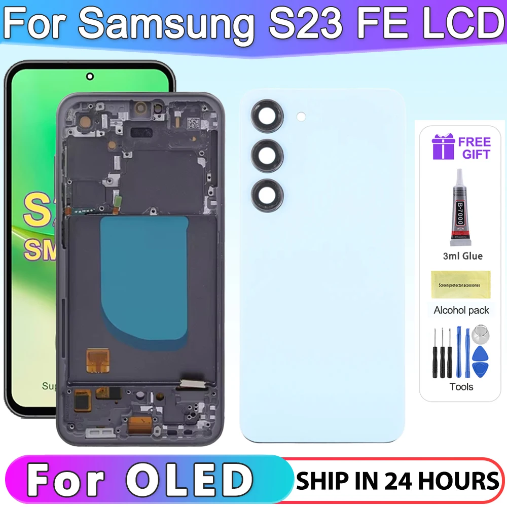 For Samsung S23 FE LCD  OLED For S23FE S711B S7110 S711U Display Touch Screen Assembly For Samsung S23FE S711 LCD Frame