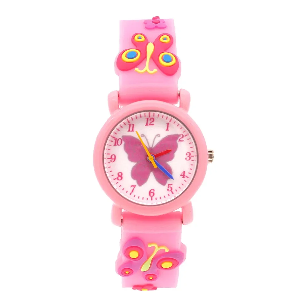 New Fashion Pretty Cute Girls Bambini Orologi 3D Cartoon Farfalla Cinturino in silicone Piccoli bambini Neonati Regali di compleanno Orologio