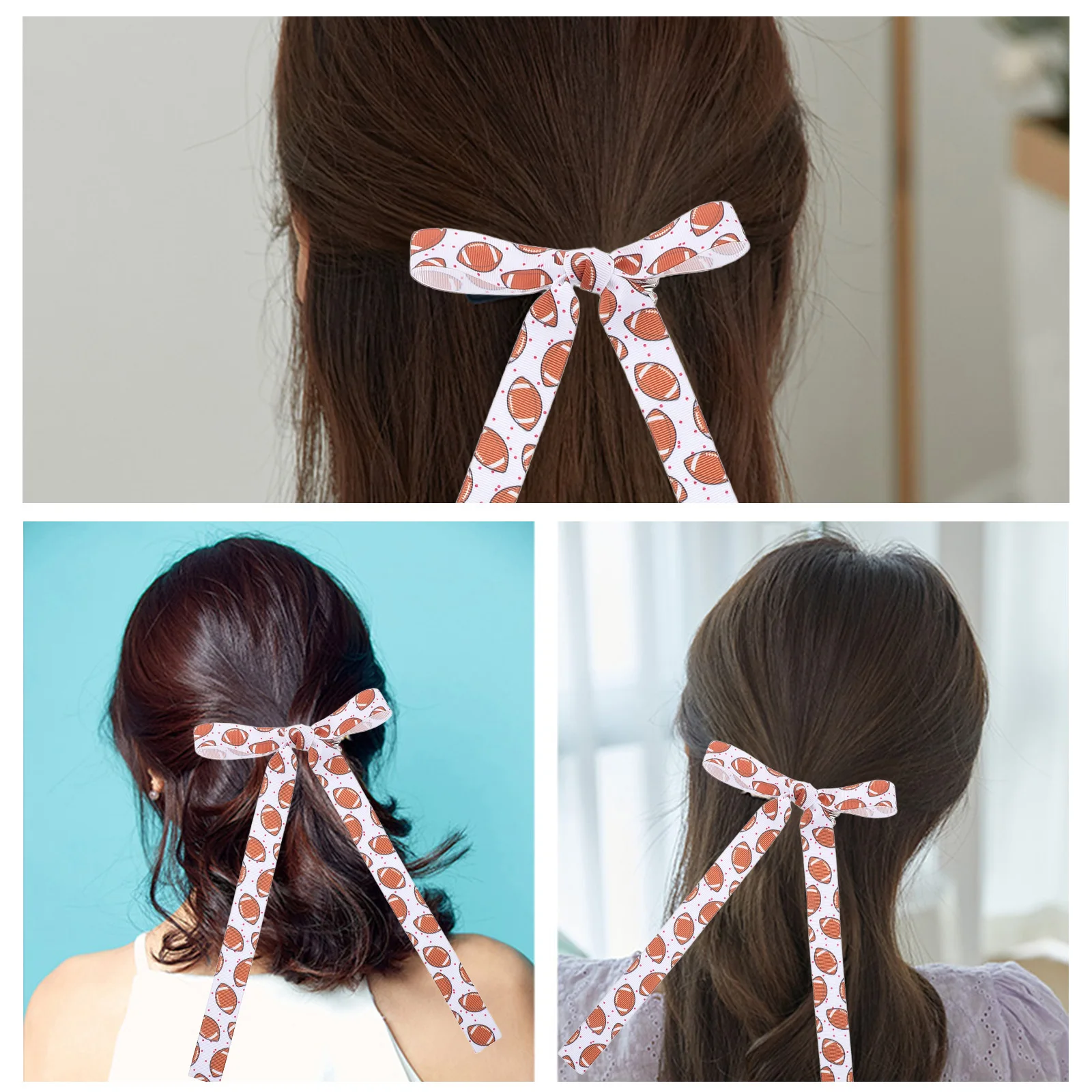 الشريط كليب خمر Bowknot باريت كرة القدم شكل كليب الرياضة موضوع دبابيس الشعر سميكة إكسسوارات الشعر شرابة مشابك الشعر ل