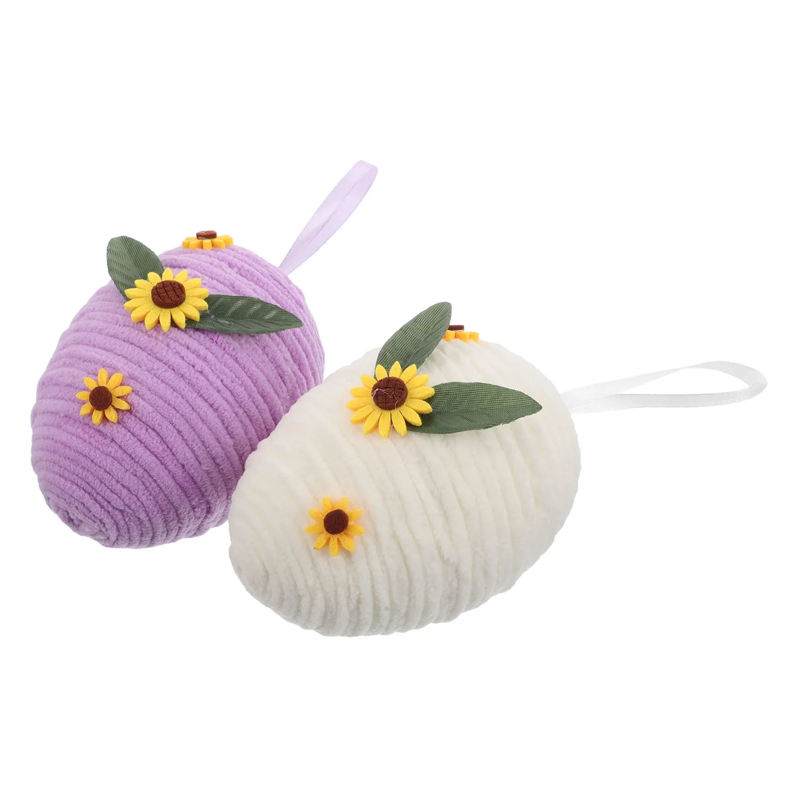 

2 Pcs Easter Egg Ornaments Eggs Diy Woven Suite Polyester Artificial Colorful Hanging