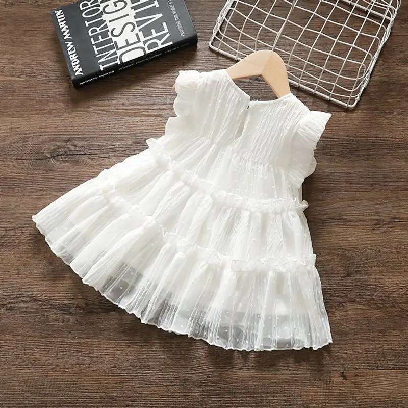 2025 Summer Girls Fluffy Dress Toddler Daily Wear Baby Princess Party Outfit Lightweight & Breathable