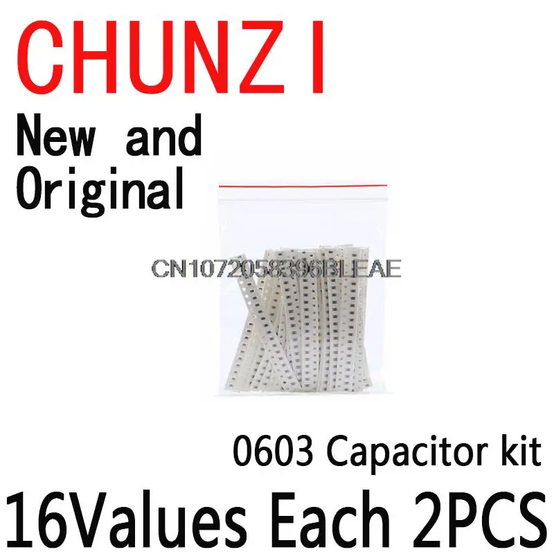 16Values*20PCS=320PCS New and Original 0603 SMD Capacitor Assorted Kit 10pF-475M Component Diy Samples Kit