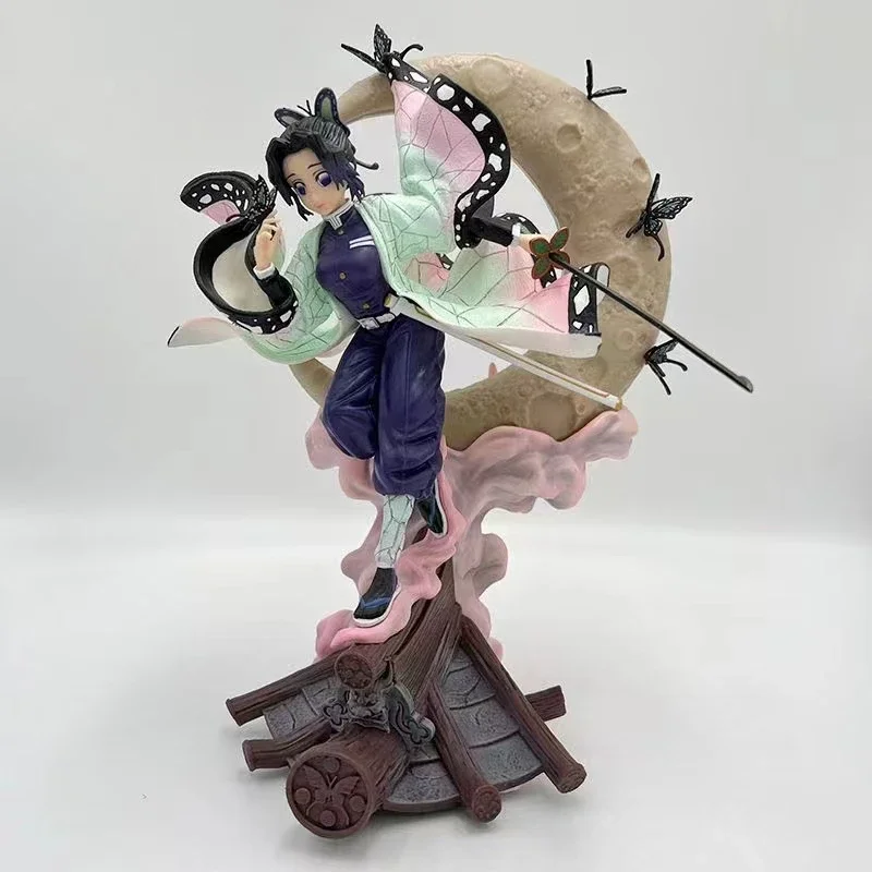 

28cm GK Demon Slayer Anime Figure Kochou Shinobu on Roof LED Light Kimetsu No Yaiba PVC Action Figure Figurine Model Doll Toys