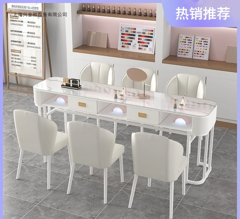 HYS manicure table and chair set white simple economical manicure shop table Japanese light luxury single double manicure table