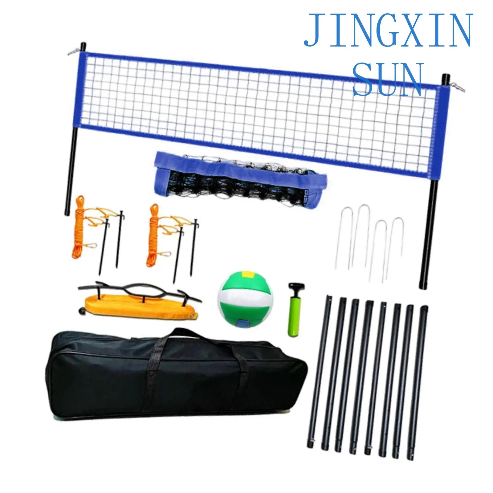Volleyball Set Professional Pump Border Line with Soft Volleyball Ball with Carry Bag Complete Set for Outdoor Sport Game Grass